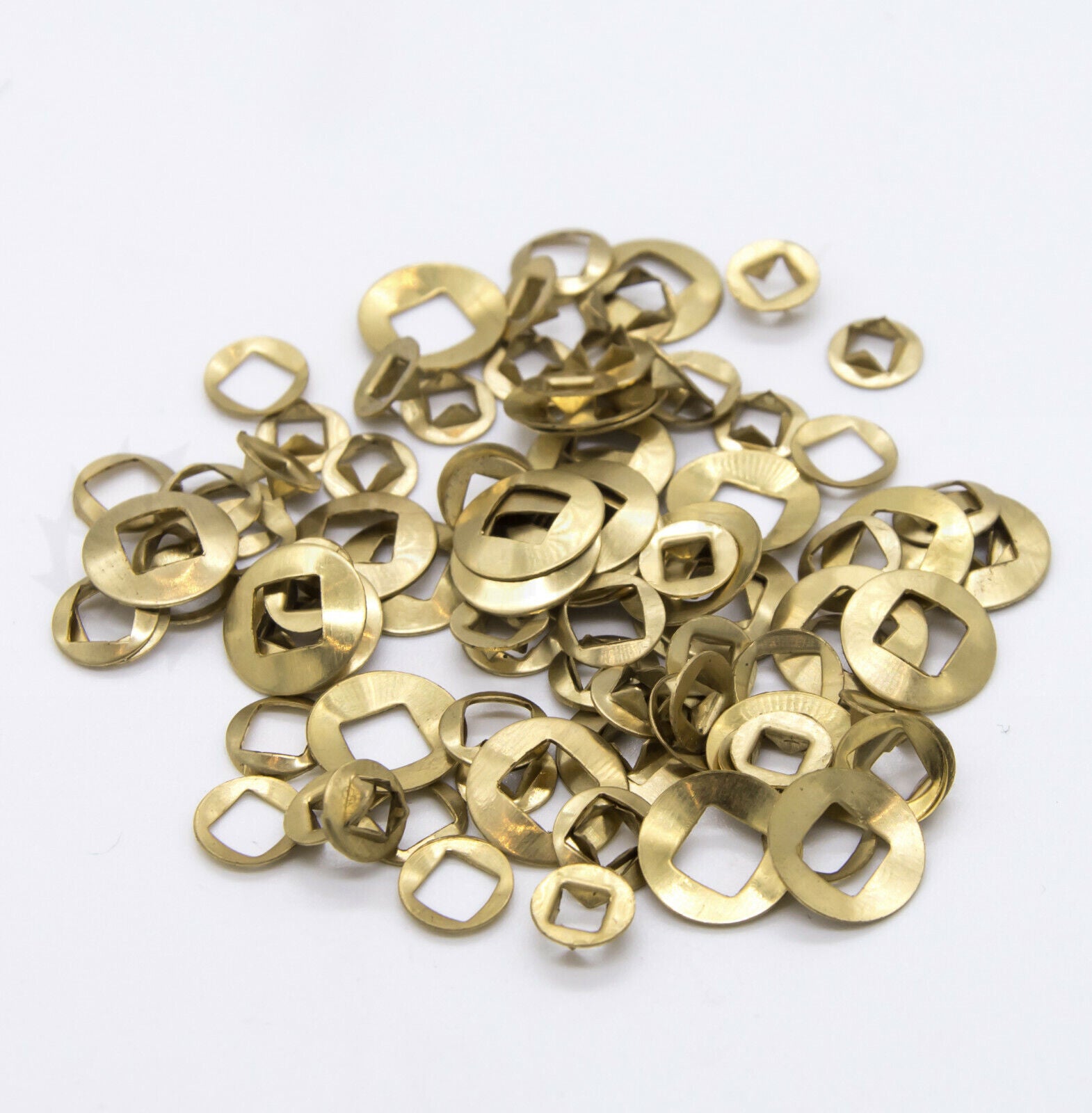 Brass Domed Clock Washers, Square Hole