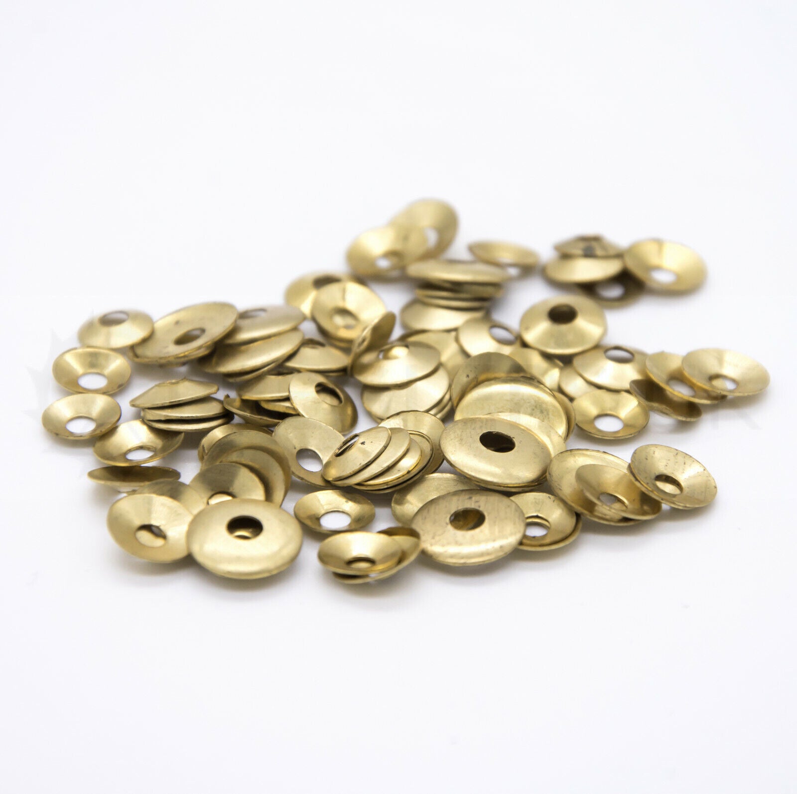 Brass Domed Clock Washers, Round hole