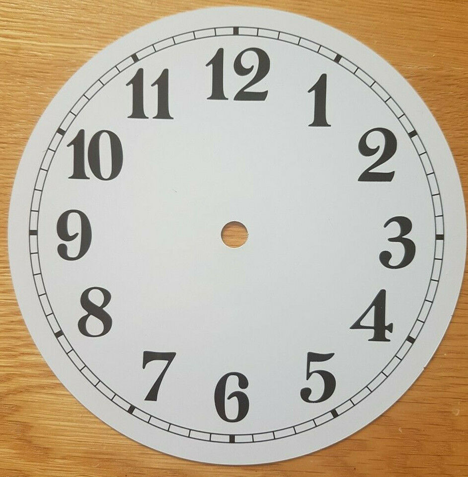 7 Inch Clock Dial Face - White - Arabic Numerals